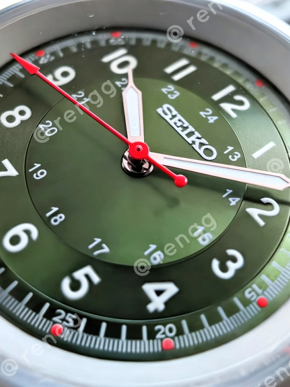 Sandblasted Seiko Green Olive Dial Field Mod Watch Sapphire Smooth Sweep Second